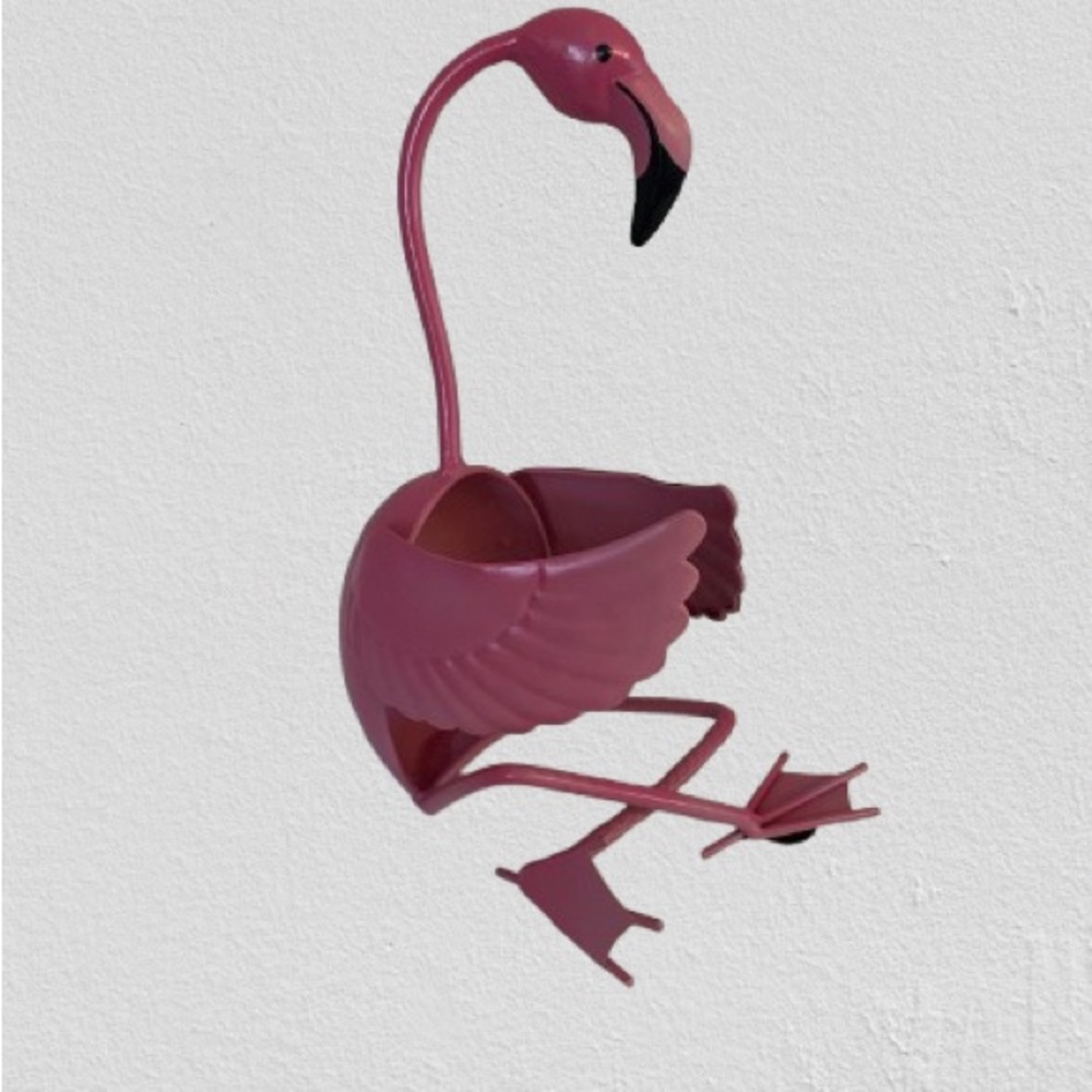Pink Flamingo Metal Wine Bottle Holder